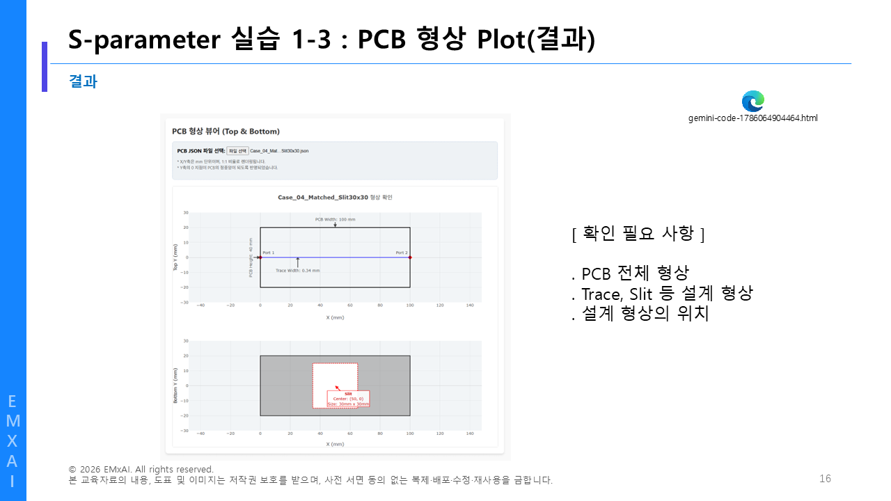 16. S-parameter 실습 1-3 - PCB 형상 Plot (결과) 교육자료
